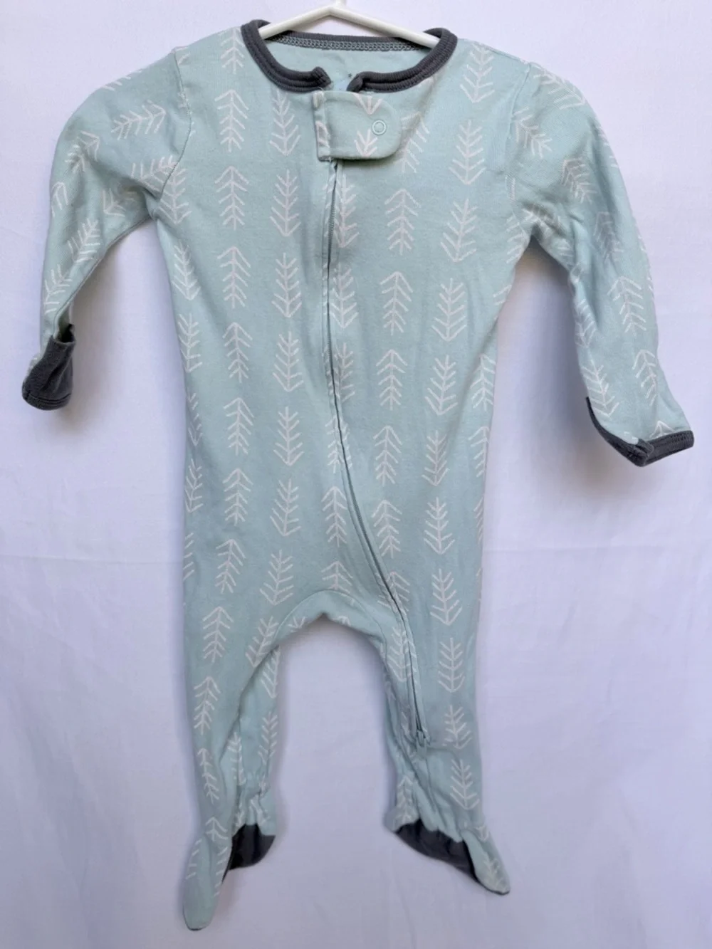 3-6 MTH cloud island Sage & Gray Baby Footed One-Piece Pack